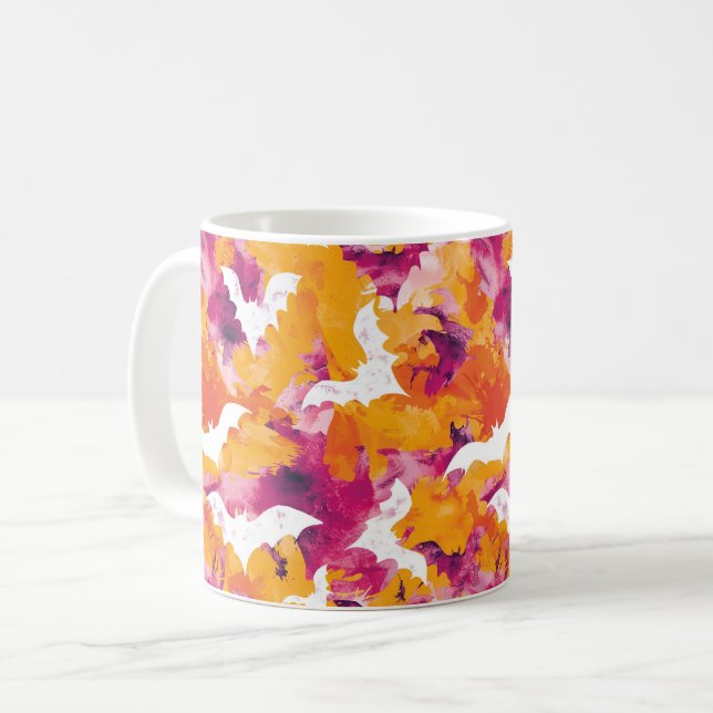 Groovy Halloween Fledermäuse Kaffeetasse (Vorderseite Links)