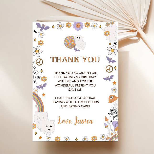 Groovy Halloween Niedlich Ghost Dankeskarte (Von Creator hochgeladen)