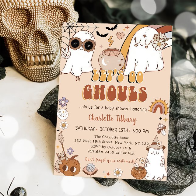 Groovy Halloween-Party Niedlich Ghost Baby Dusche Einladung (Von Creator hochgeladen)