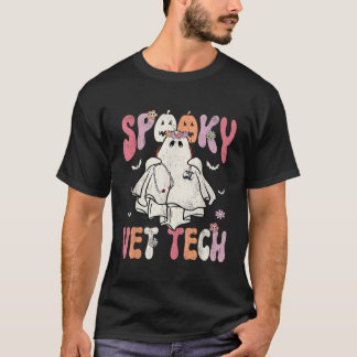 Groovy Halloween Spooky Vet Tech Veterinary Flor T-Shirt