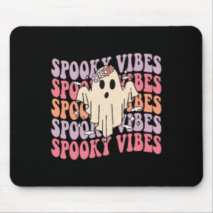 Groovy Halloween Spooky Vibes Retro Floral Ghost C Mousepad