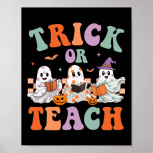 Groovy Halloween Trick oder lehren Blumenghost Tea Poster