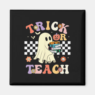 Groovy Halloween Trick oder lehren Retro Blumengho Magnet