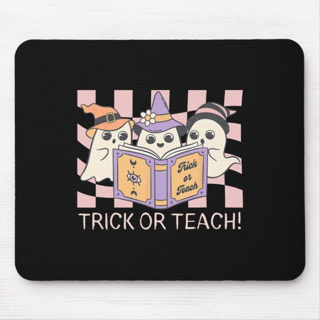 Groovy Halloween Trick oder Teach Retro Ghost Teac Mousepad (Vorne)