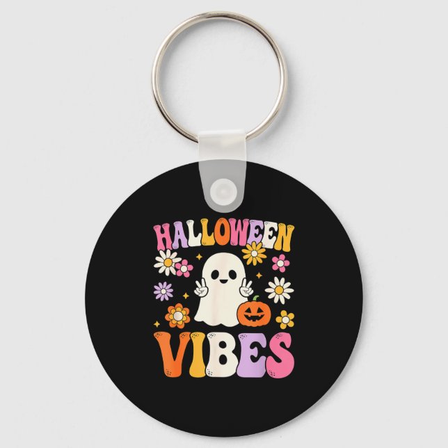Groovy Halloween Vibes Costume Ghost Pumpkin  Schlüsselanhänger (Vorderseite)