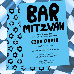 Groovy Handlettering Custom BAR Mitzvah Bold Stars Einladung