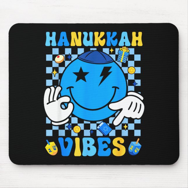 Groovy Hanukkah Vibes Chanukah Pajama Happy Hanukk Mousepad (Vorne)