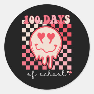 Groovy Happy 100. Tag Student Niedlich Kinder 100 Runder Aufkleber