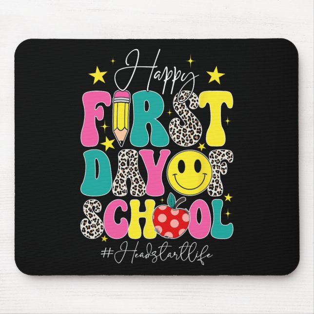 Groovy Happy Erster Schultag Headstart Leben Er Mousepad (Vorne)