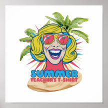 Groovy Happy Face Summer Vibes Poster für Lehrer