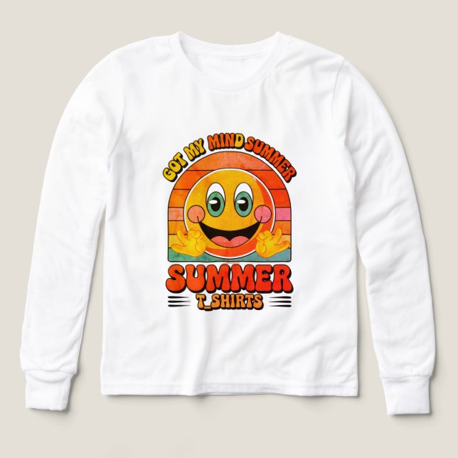 Groovy Happy Face T-Shirt - Summer Vibes & Sunshin (Design Vorderseite)