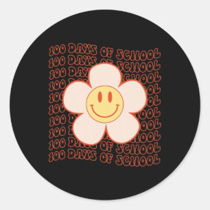 Groovy Happy Gesicht 100 Tage der Schule Niedlich  Runder Aufkleber