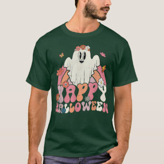 Groovy Happy Halloween Rainbow Niedlich Ghost Boo  T-Shirt