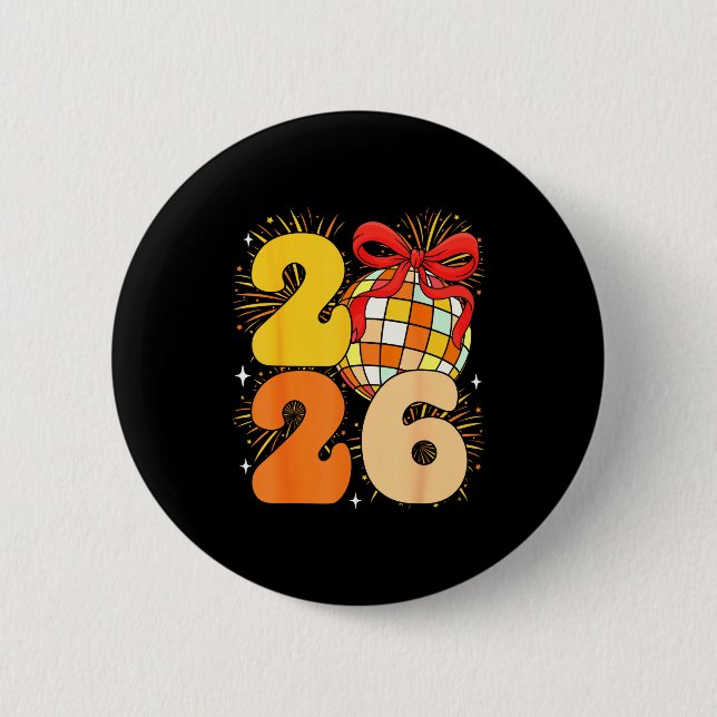 Groovy Happy New Year 2026 New Years Eve Party Men Button (Vorderseite)