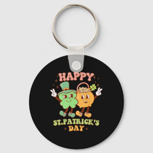 Groovy Happy St. Patricks Day Shamrock Klee Für W Schlüsselanhänger