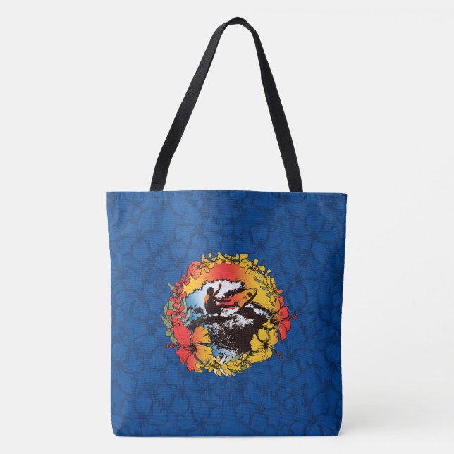 Groovy Hawaiian Surfer 1960er Retro Beach Bag Tasche (Vorderseite)