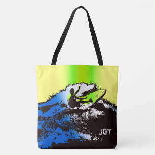 Groovy Hawaiian Surfer 60er Retro Monogram Beach B Tasche