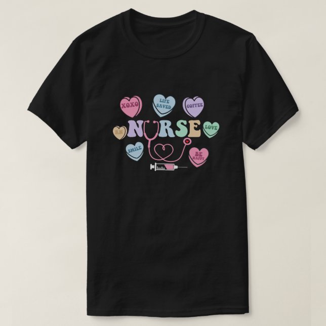 Groovy Heart Candy Nurse Valentinstag Frauen T-Shirt (Design vorne)