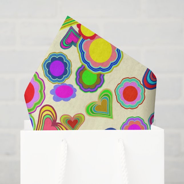 Groovy Hearts Blume Seidenpapier (Geschenk Tasche)