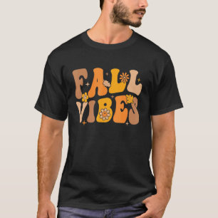 Groovy Hello Fall Vibes Autumn Season Floral Thank T-Shirt