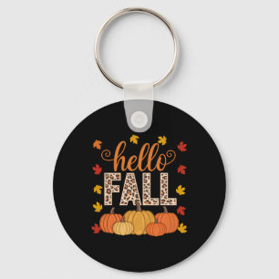 Groovy Hello Herbst Herbstmaple Blätter Pumpkin Le Schlüsselanhänger