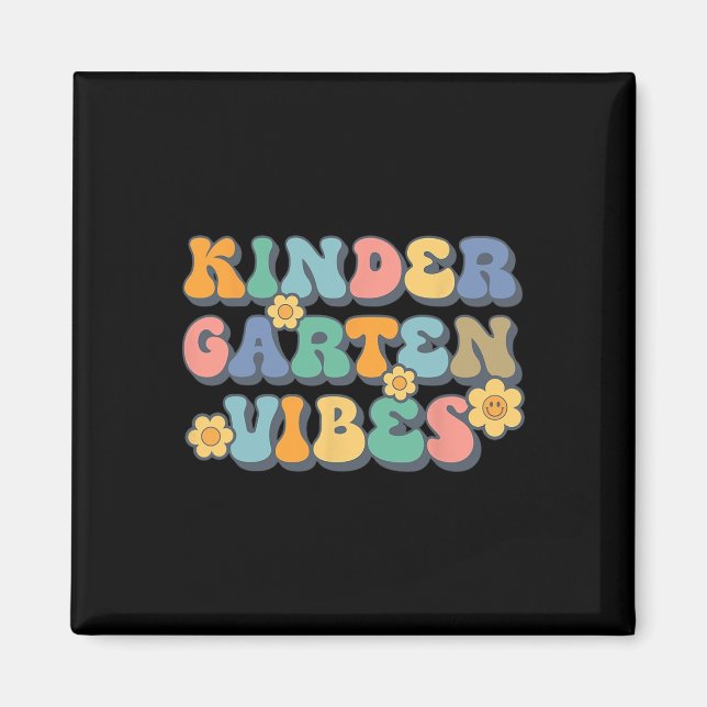 Groovy Hello Kindergarten Vibes Retro Teacher Back Magnet (Vorne)