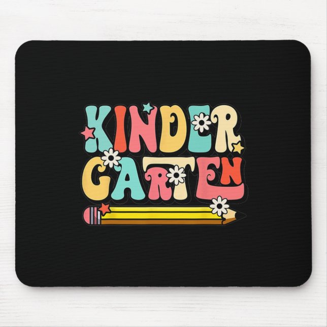 Groovy Hello Kindergarten Vibes Retro Teacher Back Mousepad (Vorne)
