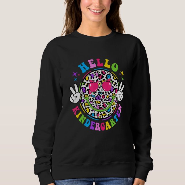 Groovy Hello Kindergarten Vibes Retro Teacher Back Sweatshirt (Vorderseite)