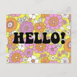 Groovy Hello Postcard Vintag Retro Style der 1960e Postkarte