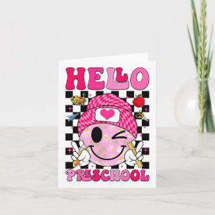 Groovy Hello Preschool Pre-k Schüler erster Tag Karte