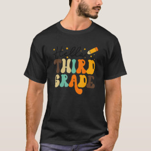 Groovy Hello Third Grade Vibes Retro Teachers Back T-Shirt