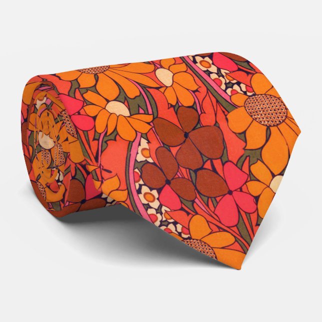 Groovy Herbstblumen Krawatte (Gerollt)
