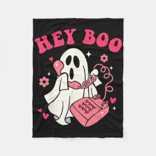 Groovy Hey Boo Niedlich Ghost Funny Halloween Mens Fleecedecke