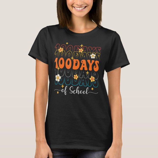 Groovy Hippie 100. Schullehrertag glücklich 1 T-Shirt (Vorderseite)