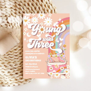 Groovy Hippie 3. Geburtstagseinladung Einladung