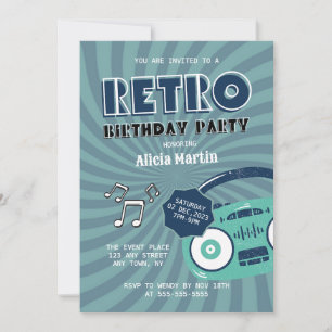 Groovy Hippie 70er Retro Music Geburtstagsparty Einladung