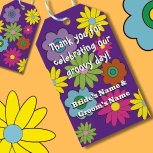 Groovy Hippie 70's Gastgeschenk Hochzeit Label Hip Geschenkanhänger