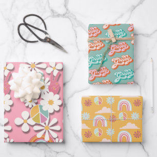 Groovy Hippie Birthday Party Geschenkpapier Set