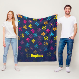 Groovy Hippie Blume Dusche Individuelle Name Fleecedecke