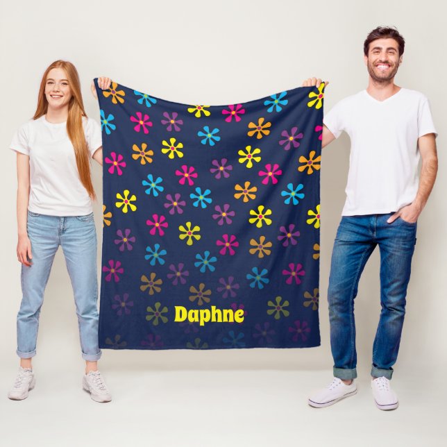 Groovy Hippie Blume Dusche Individuelle Name Fleecedecke (Beispiel)