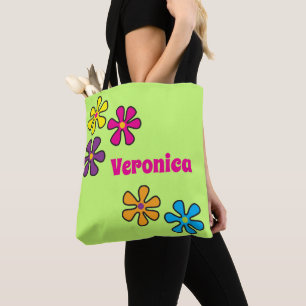 Groovy Hippie Blume Individuelle Name Tasche
