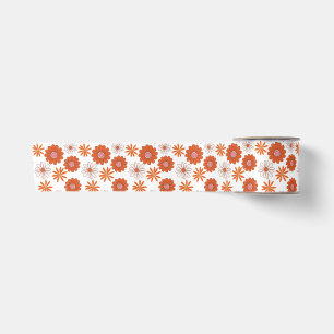 Groovy Hippie Blume Red Orange White Satinband