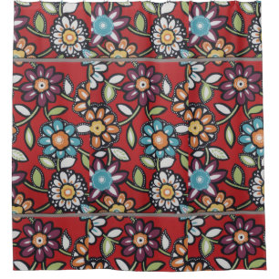 groovy Hippie-Blumen Duschvorhang