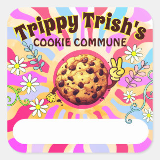 Groovy Hippie-Cookie-Bäckerei Backen Bäcker Friede Quadratischer Aufkleber