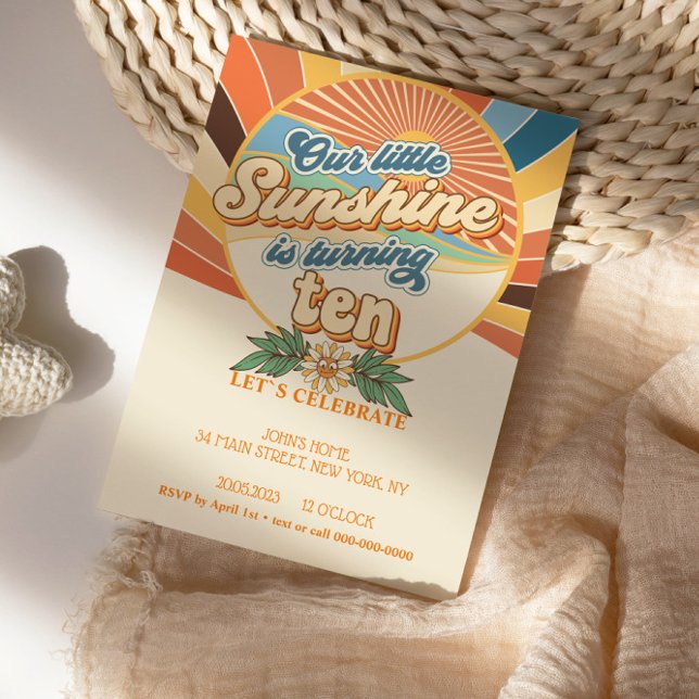 Groovy Hippie Einladung 10. Geburtstag böhmisch (Von Creator hochgeladen)