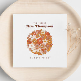 Groovy Hippie Floral Pink Orange Brautparty Serviette