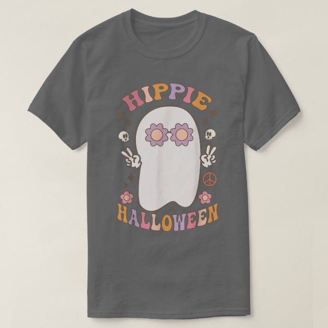Groovy Hippie Halloween Vibes Costume Retro Ghost T-Shirt (Design vorne)