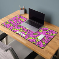 Groovy Hippie Neon Pink & Yellow Floral Muster