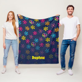 Groovy Hippie Peace and Blume Dusche Individuelle  Fleecedecke
