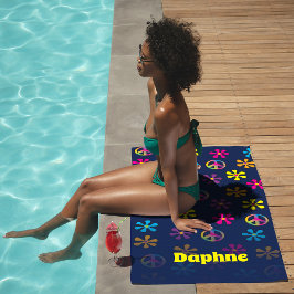 Groovy Hippie Peace and Blume Dusche Individuelle  Strandtuch